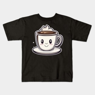 Happy cute coffee cup smiling Kids T-Shirt